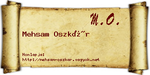 Mehsam Oszkár névjegykártya